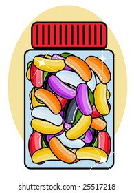 Vector Illustration Of A Jar Of Jelly Beans