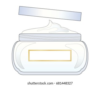 a vector illustration of a jar of moisturizing cream with a lid on a white background