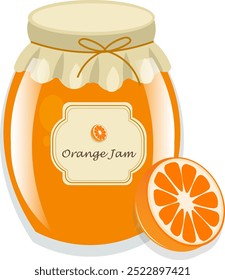 Vector illustration of a Jar of orange jam