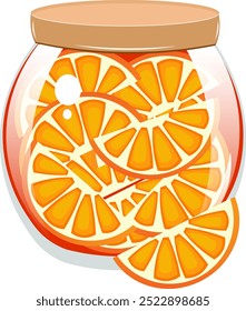 vector illustration of a Jar of orange jam with citrus slices