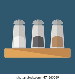 Vector illustration of Jars with cooking spices a shelf. 