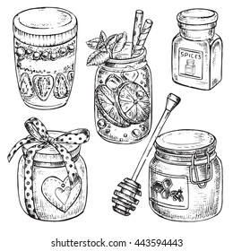 The vector illustration " jars hand drawn collection" for design