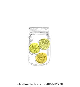 Vector illustration of jars with lemon