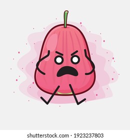 Vector Illustration of Java Apple Fruit Character with cute face, simple hands and leg line art on Isolated Background. Flat cartoon doodle style.
