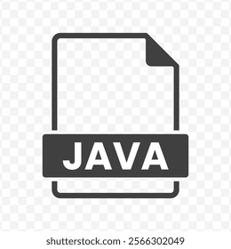 Vector illustration of JAVA file in dark color and transparent background(PNG).