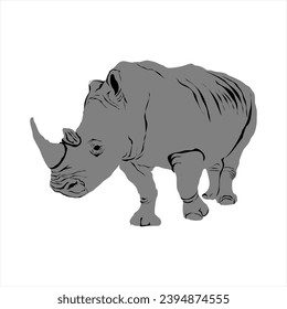 Vector illustration of the Javan Rhinoceros, a rare Indonesian animal.