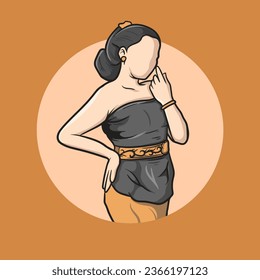 vector illustration of Javanese dancing woman