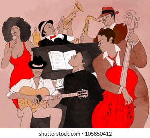 Vector illustration of a Jazz band