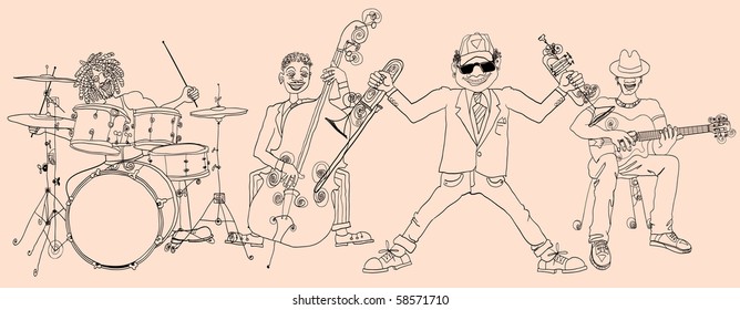 Vector illustration of a Jazz band