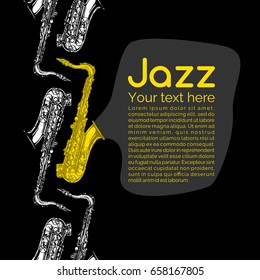 Vector illustration of Jazz and blues poster with saxophone.