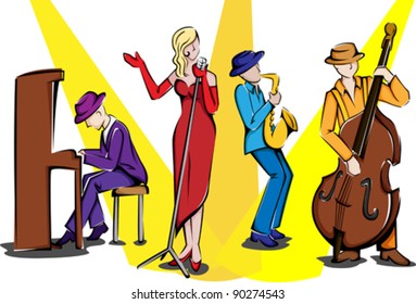 A vector illustration of a jazz ensemble performing