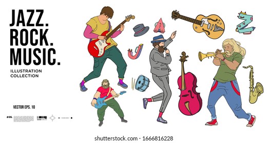 vector illustration jazz music set for poster, event, promotion, and concert.
