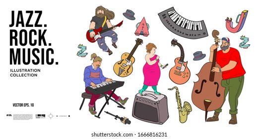 vector illustration jazz music set for poster, event, promotion, and concert.
