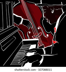 Vector illustration of a Jazz piano and double-bass