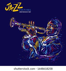 ilustración vectorial del afiche de jazz. Trompeta de jazz. 