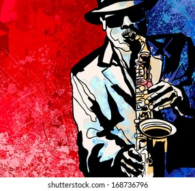 Vector illustration of a jazz saxophone player