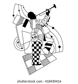 Vector illustration Jazz. Saxophonist playing, abstract illustration for the album cover, posters, corporate identity. Great picture for a musical group. 