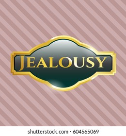 Ilustración vectorial del emblema o placa de oro de Jealousy
