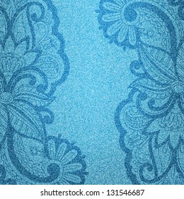 Vector illustration jeans background with floral pattern.
