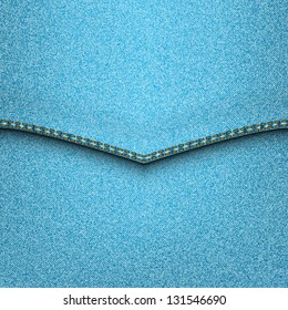Vector illustration jeans background with yellow seam.