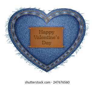 Vector illustration of jeans heart blue for st. valentine day