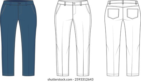 vector illustration of jeans pant , formal cloth for office , pant template