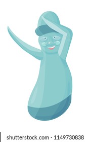 Vector illustration for Jeju-do promo: Dabbing Dancing Dol hareubang, also called tol harubang or Jeju Stone Grandfather, large rock statue found on Jeju Island, South Korea.  Cute Hareubang isolated.