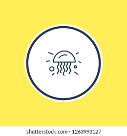 Vector illustration of jelly fish icon line. Beautiful sea element also can be used as dweller icon element.