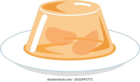 Ilustração vetorial da gelatina com frutos no interior da placa