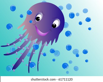 vector illustration jelly-fish cartoon
