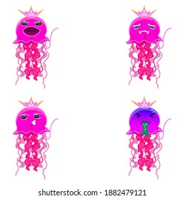 vector illustration of jellyfish character set