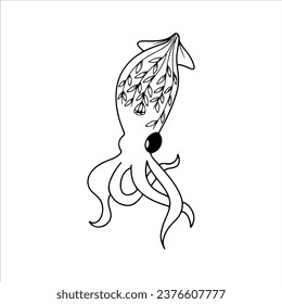 vector illustration of jellyfish with flower concept