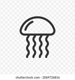 Vector illustration of jellyfish icon in dark color and transparent background(png).
