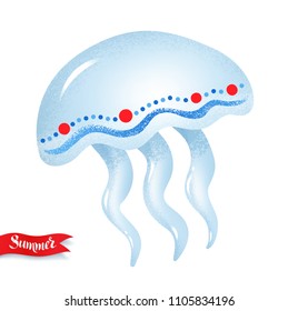 Vector illustration of jellyfish isolated on white background.