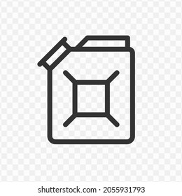 Vector illustration of jerry can icon in dark color and transparent background(png).