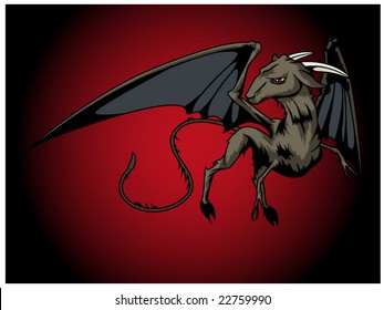 Vector Illustration Of A Jersey Devil On Dark Background