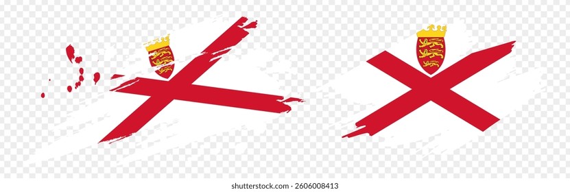 Vector illustration of Jersey flag in brush stroke effect on transparent background