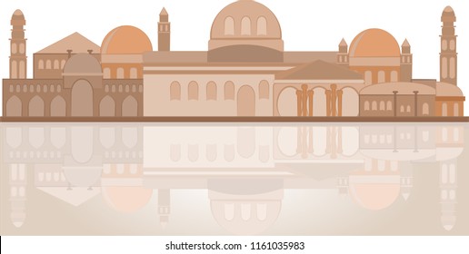 Vector illustration of Jerusalem, bethlehem, biblical city, old city, historical place