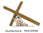 vector illustration of jesus christ carrying cross