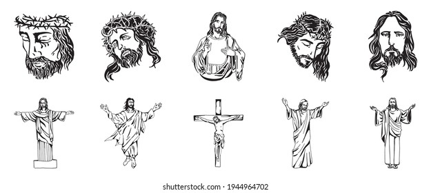 Vector illustration of Jesus Christ, God and bible