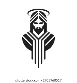 Ilustração vetorial do modelo do símbolo do logotipo de Jesus Cristo