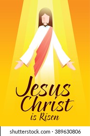 Vector illustration of Jesus Christ is risen in orange background with typography art