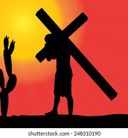 Vector illustration of Jesus with the cross.