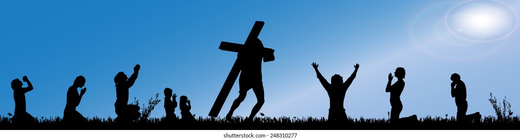 Vector illustration of Jesus with the cross.