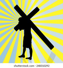 Vector illustration of Jesus with the cross.