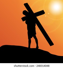 Vector illustration of Jesus with the cross.