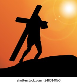 Vector illustration of Jesus with the cross.