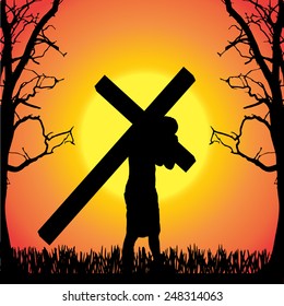 Vector illustration of Jesus with the cross.