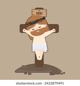 Vector illustration of Jesus crucified on the cross