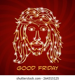 Vector illustration of a Jesus for Good Friday in red background.